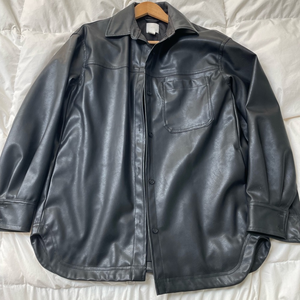 H&M Faux Leather Shirt Jacket